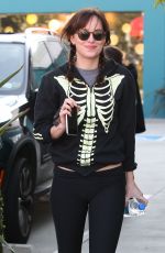 DAKOTA JOHNSON in Tights Leaves Pilates Class in West Hollywood