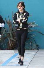 DAKOTA JOHNSON in Tights Leaves Pilates Class in West Hollywood