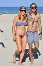 ELLIE GOULDING in Bikini amd Dougie Poynter at a Beach in Miami