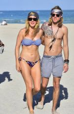 ELLIE GOULDING in Bikini amd Dougie Poynter at a Beach in Miami