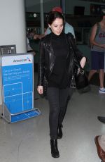 FELICITY JONES Arrives at Los Angeles International Airport 0701