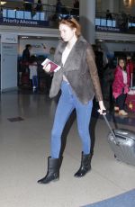 KAREN GILLAN in Jeans at LAX Airport in Los Angeles 1501