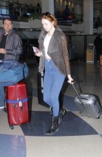 KAREN GILLAN in Jeans at LAX Airport in Los Angeles 1501