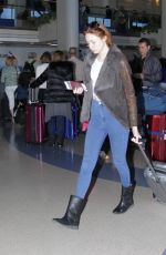 KAREN GILLAN in Jeans at LAX Airport in Los Angeles 1501