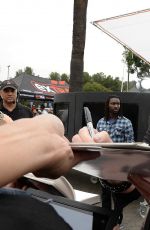 KATHERINE HEIGL on the Set odf Extra in Los Angeles