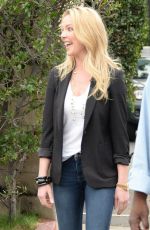 KATHERINE HEIGL on the Set odf Extra in Los Angeles