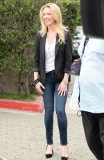 KATHERINE HEIGL on the Set odf Extra in Los Angeles