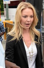 KATHERINE HEIGL on the Set odf Extra in Los Angeles