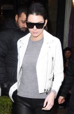 KENDALL JENNER in Leather Pants Out and About in Paris