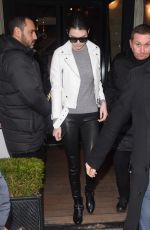 KENDALL JENNER in Leather Pants Out and About in Paris