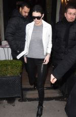 KENDALL JENNER in Leather Pants Out and About in Paris