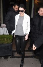 KENDALL JENNER in Leather Pants Out and About in Paris
