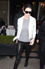 KENDALL JENNER in Leather Pants Out and About in Paris