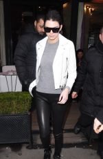 KENDALL JENNER in Leather Pants Out and About in Paris