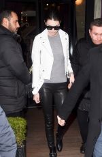 KENDALL JENNER in Leather Pants Out and About in Paris