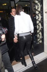 KENDALL JENNER in Leather Pants Out and About in Paris