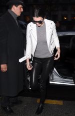 KENDALL JENNER in Leather Pants Out and About in Paris