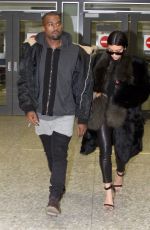 KIM KARDASHIAN and Kanye West at Washington Dulles International Airport