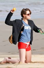 KRISTEN STEWART in Shorts on the Beach in Honolulu