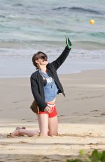 KRISTEN STEWART in Shorts on the Beach in Honolulu
