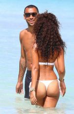 LEIGH-ANNE PINNOCK in White Bikini on the Beach in Barbados 0801