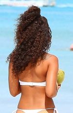 LEIGH-ANNE PINNOCK in White Bikini on the Beach in Barbados 0801