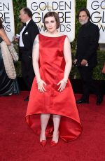LENA DUNHAM at 2015 Golden Globe Awards in Beverly Hills