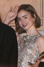LILY COLLINS Leaves a Golden Globes After Party