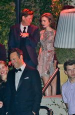 LILY COLLINS Leaves a Golden Globes After Party