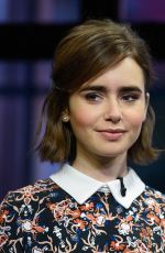 LILY COLLINS on the Set of Extra