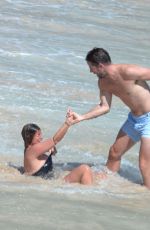 LOUISE REDKNAPP in Swimsuit at a Beach in St. Barts