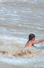 LOUISE REDKNAPP in Swimsuit at a Beach in St. Barts