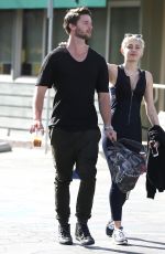 MILEY CYRUS in Tight Jumpsuit Out in Sherman Oaks