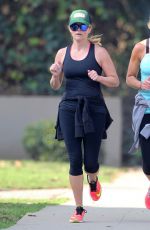 REESE WITHERSPOON in Tights Out Jogging in Brentwood 2101