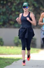 REESE WITHERSPOON in Tights Out Jogging in Brentwood 2101