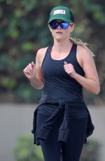 REESE WITHERSPOON in Tights Out Jogging in Brentwood 2101