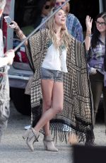 SARAH HYLAND on the Set of Modern Family in Los Angeles