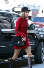 TAYLOR SWIFT in Red Peacoat Out and About in New York