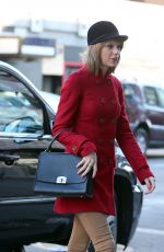 TAYLOR SWIFT in Red Peacoat Out and About in New York