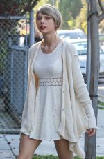 TAYLOR SWIFT in White Dress Out and About in Los Angeles