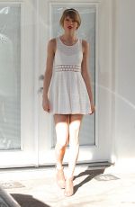 TAYLOR SWIFT in White Dress Out and About in Los Angeles