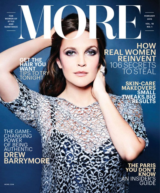 DREW BARRYMORE in MORE Magazine