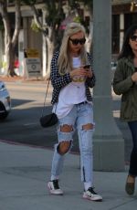 AMANDA BYNES in Ripped Jeans Out and About in West Hollywood