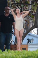 AMANDA SEYFRIED in Swimsuit on the Set of a Photoshoot in Miami