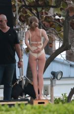 AMANDA SEYFRIED in Swimsuit on the Set of a Photoshoot in Miami