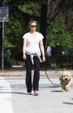 AMY SMART Out with Her Dog at a Park in Beverly Hills