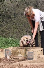 AMY SMART Out with Her Dog at a Park in Beverly Hills
