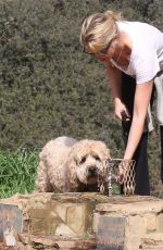 AMY SMART Out with Her Dog at a Park in Beverly Hills
