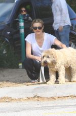 AMY SMART Out with Her Dog at a Park in Beverly Hills