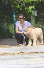 AMY SMART Out with Her Dog at a Park in Beverly Hills